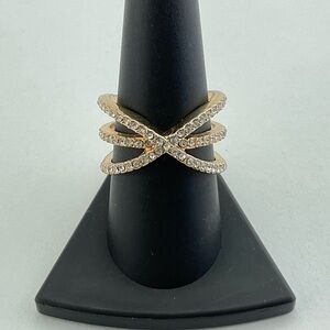 Clear CZ Highway Ring Size 9.25 Simulated Diamond Gold Plate